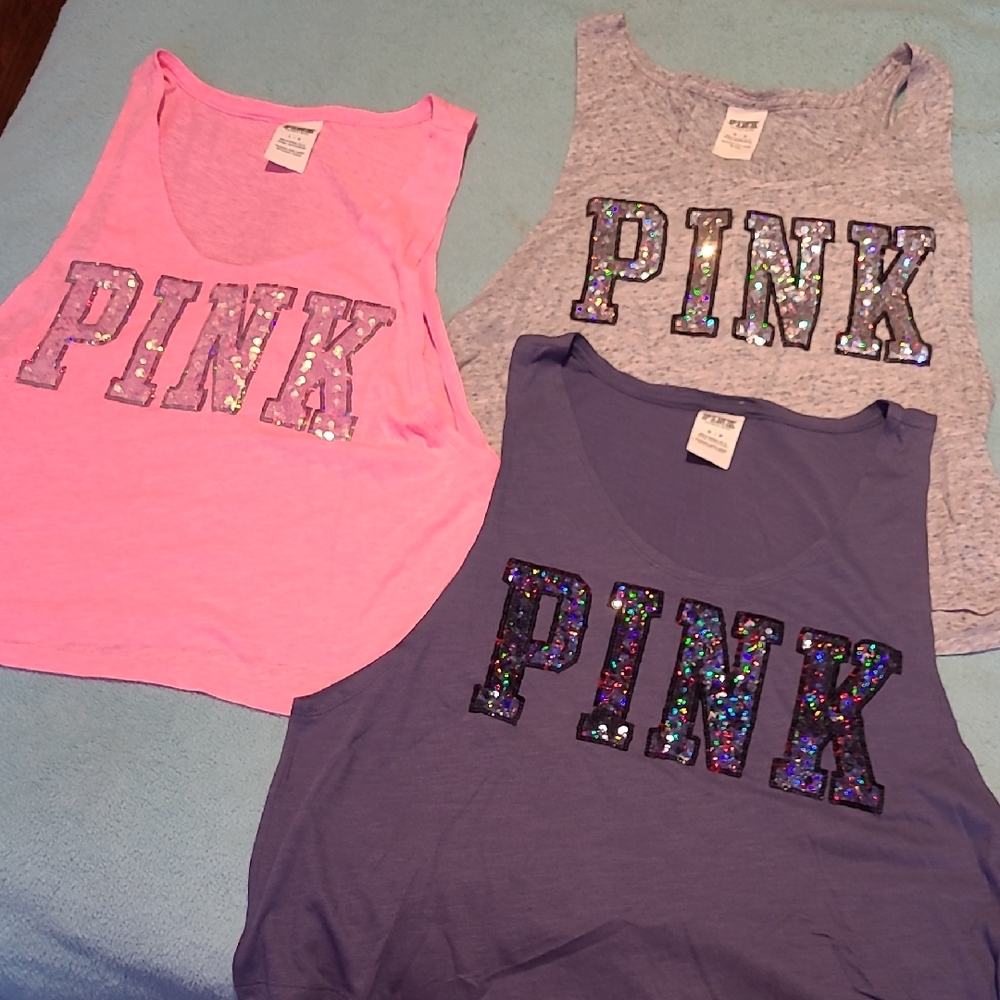 Victoria's Secret PINK Sequin Tank Trio
